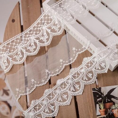 Lolita Lace Ribbon White 2yards Sewing Accessories 3D Butterfly Embroidery Fringe Trimmings For Dress Home Decorative DIY Crafts