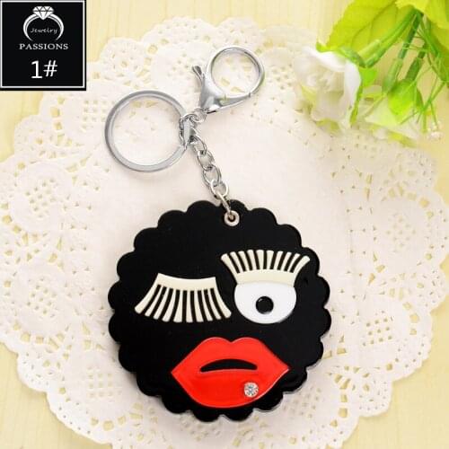 Fashion Hot Sale Cute Mini Makeup Mirror Keychain Cartoon Folding Mirror Key Ring Ladys Purse Keychain Girl Accessories Gift