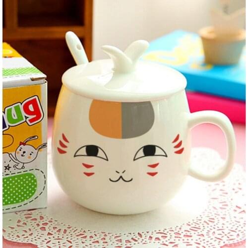 Cartoon Cute Ceramic Mug Breakfast Milk Coffee Tea Yogurt Cup with Lid and Spoon To Send Friends and Classmates Birthday Gifts