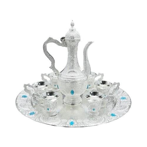 Stone Silver Zamzam Team Blue Zem Set Silver Color Zamzam Bardakalrı Zamzam Jug Muslim Arab Turkish Zamzam Suits