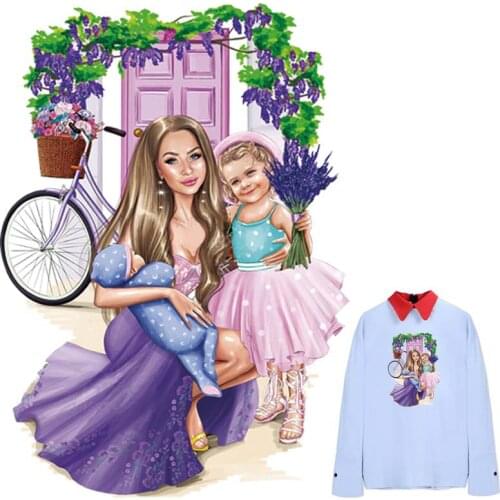 Children And Mother Patches Patterns For Clothing Washable Diy Hot Tear Hoodie Tops Heat Press Transfer Paper Parches