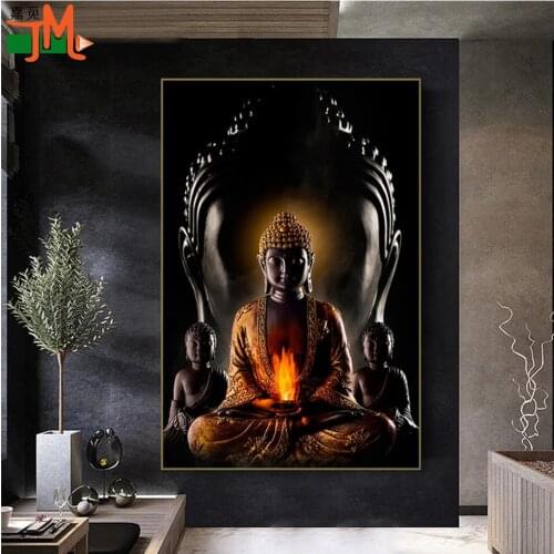 God Buddha Wall Art Buddha Statue Diamond Painting Buddhism 5D Embroidery Diamond Mosaic Picture Living Room Religious Decor Kit