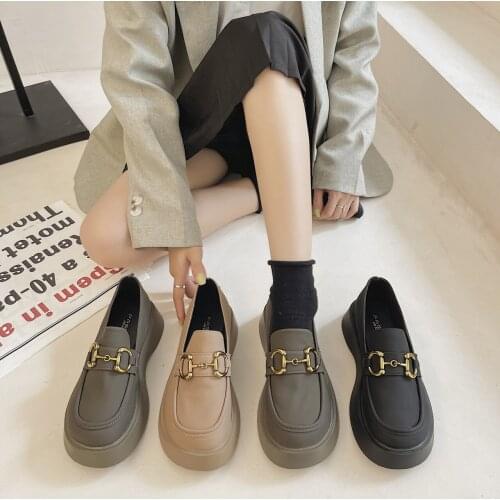 2021 New Spring and Autumn shoes womens loafers retro platform leather shoes ladies dress shoes girls daily Casual shoes