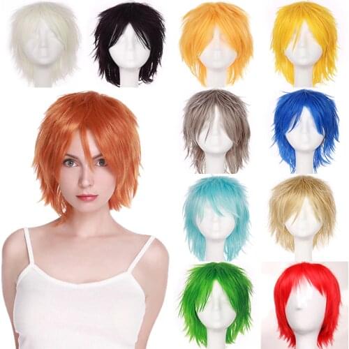 BENIHAIR Synthetic Wig Cosplay Wig White Red Green Blue Pink Yellow Hair Short Layer Wig Fake Hair Extension Men Women Party Wig