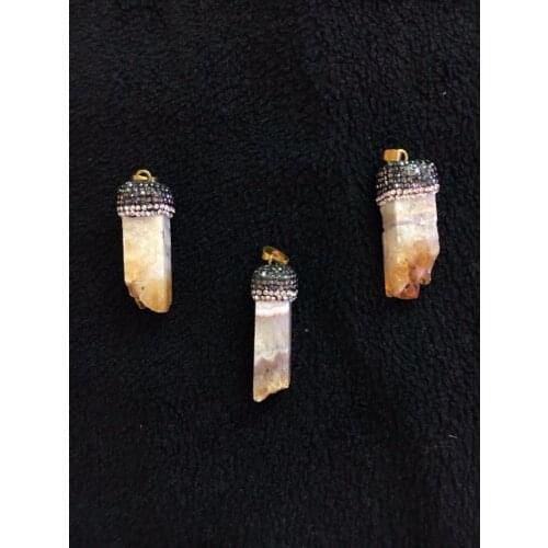 5large size blue quartz dot Druzy pendant with crystal zircon seal cap hexagonal pendant jewelry