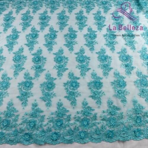 Hot popular elegant 3d chiffon flowers with sequins on tulle cord embroidery lace fabric 6colors fashion dress lace fabric 1yard