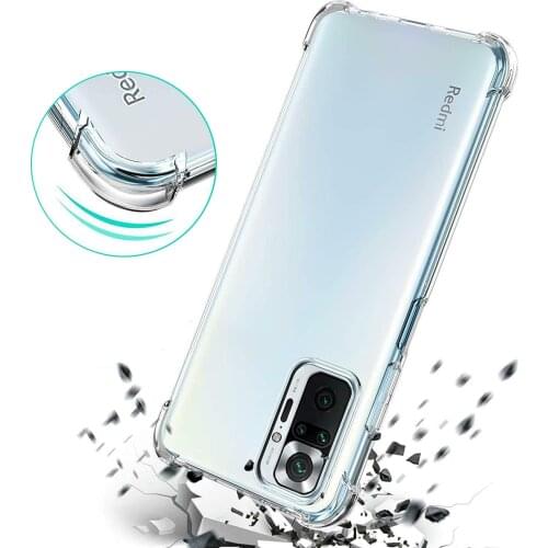 Clear Shockproof Phone Case for Redmi Note 10 Pro Max Note 10S Note 9 9S 9T 8T 8 Pro Note 7 Pro 7S Soft TPU Transparent Cover