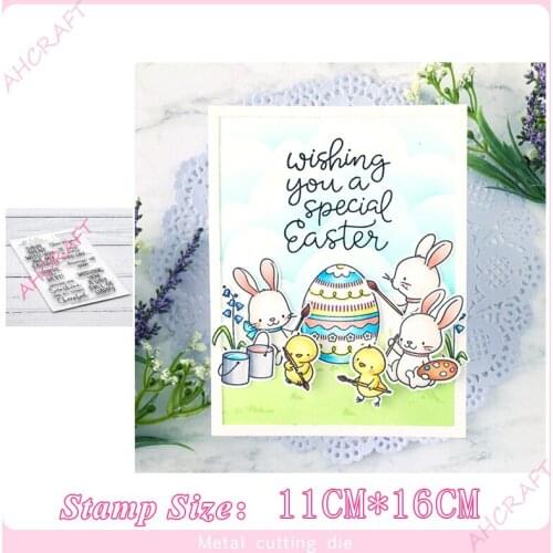 Happy Wishes Stamp and Metal Cutting Dies DIY Scrapbooking for Photo Album Decorative Embossing Silicone Clear Stamps 2020