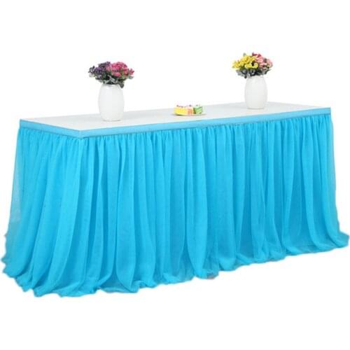 Wedding Decoration Tulle Table Skirt Solid Color Tableware Cloth for Rectangle Round Table Party Birthday Festival 181x76x0.2cm