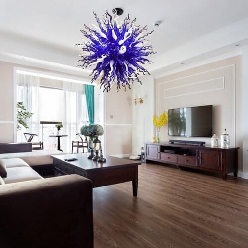 LR391-Free Shipping European Light Decorative Round LED Blue White Glass Chandelier for Living Room Office Decoration