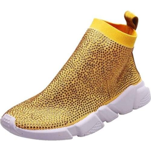 2018 Womens Fashion Stretch Sock Boots, Maguidern Handmade Spring and Autumn Rhinestones Sneakers Knit Sock Sneakers