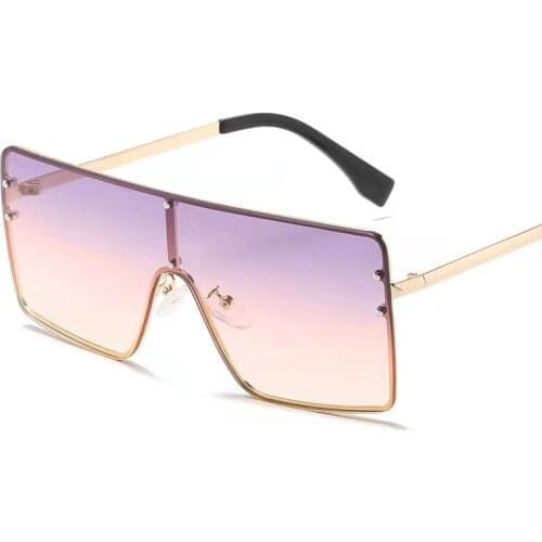 Metal Frame Fishing Glasses Square Oversized Sunglasses Women Big Frame Colorful Female Mirror Unisex Gradient Hip Hop Shades