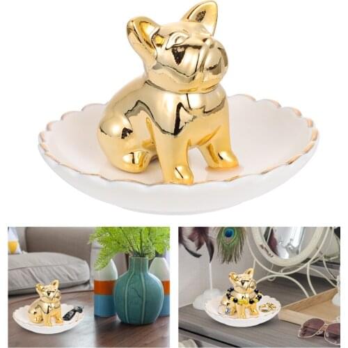 1pc Ceramic Animal Shape Jewelry Tray Decorative Earrings Necklace Storage Plate
