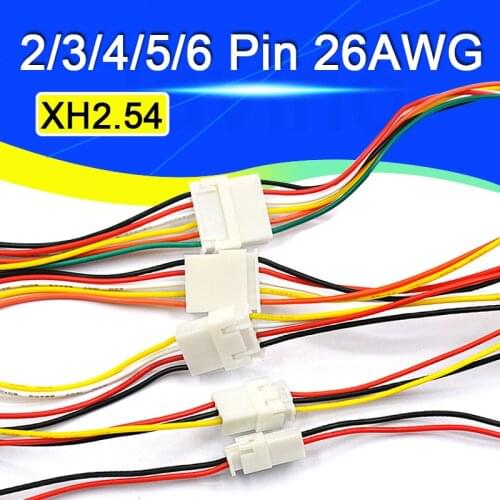 10PCS XH2.54 2/3/4/5/6 Pin Pitch 2.54mm Wire Cable Connector XH Plug Male & Female Battery Charging Cable 200MM Length 26AWG