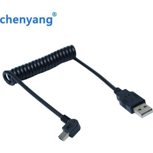100cm Right Angled 90 degree USB 2.0 Mini Male to A Type Male Stretch Data Cable for SSD & Hard Disk