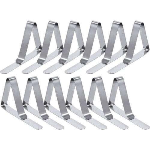 12pcs Table cloth Clip Stainless Steel Tablecloth Clip Cloth Subject tablecloths Clamp Wedding Party Home Table Holder Clips