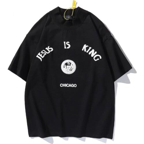 2021 New Mens Short Sleeve Tshirt Jesus Is King T Shirt High Street Fashion Brand Kanye Turtleneck Tshirts Hip Hop Tees Tops