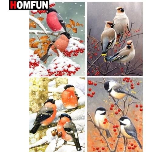 HOMFUN 5D Diamond Pattern Rhinestone Needlework Diy Diamond Painting Cross Stitch "Animal bird scenery" Diamond Embroidery