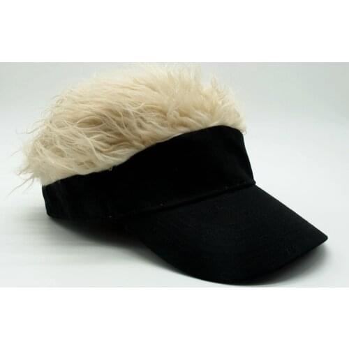 Hot Sale Novelty Baseball Cap Fake Flair Hair Sun Visor Hats Men Women Toupee Wig Funny Hair Loss Halloween Christmas Cool Gifts