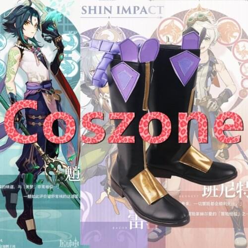 Genshin Impact Xiao Cosplay Shoes Boots Halloween Carnival Cosplay Costume Accessories