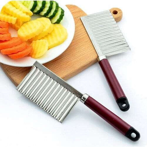 Potato Wavy Edged Knife Stainless Steel Potato Chip Slicer Vegetable Fruit Wavy Slicer Knife Cutting Tools Knives Accessories