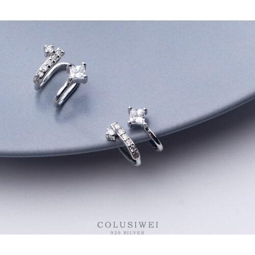 Colusiwei Sparkling Zircon U-Shape 925 Sterling Silver Anti-Allergy Clips Earring for Women No Pierced Earring Fine Jewelry Gift