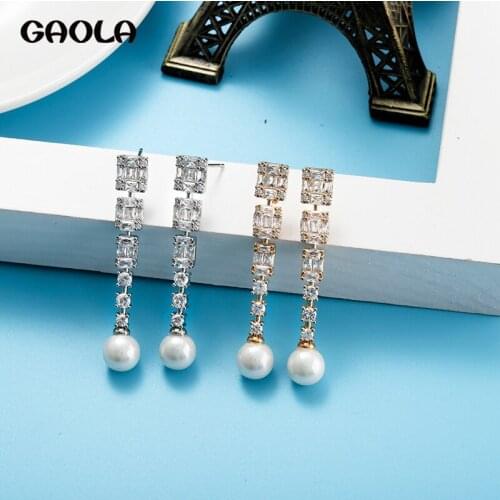 Long Earrings Fashion Jewelry Strip Dangle Earring Zircon Earrings for Women Luxury Gift Female Brincos классные серёжки E7964