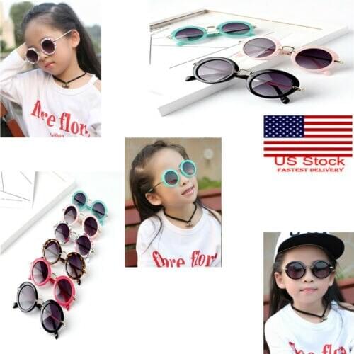 Focusnorm Kids Sunglasses Retro Summer Kid Toddler Sunglasses Metal Frame UV400 Protection