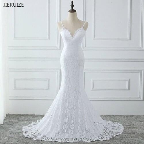 JIERUIZE Vintage Lace Appliques Mermaid Boho Wedding Dresses Backless Beach Wedding Gowns Summer Bride Dress