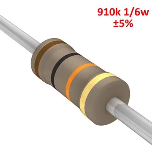 PHISCALE Carbon film resistor 910kOhm 1/6W 5% Tolerance 1000pcs