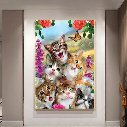 Flower Butterfly Garden Canvas Paintings Cat Selfie Posters and Prints Wall Art Pictures for Boys Kids Room Wall Decor Cuadros