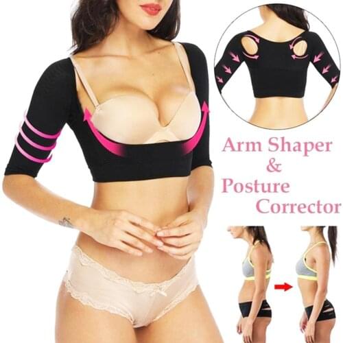 Women Arms Shaper Back Support Chest Push Up Compression Posture Corrector Top