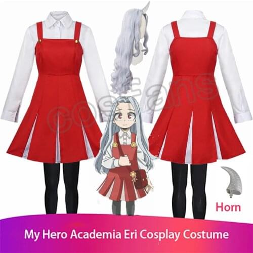 Anime Boku no My Hero Academia Season4 Eri Cosplay Costume Uniform Dress Halloween Costume Wig Horn socks