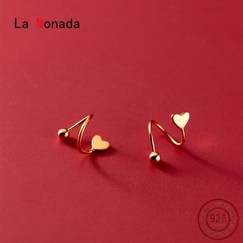 La Monada Small 925 Sterling Silver Earrings For Women Geometry Hoops Women Earrings Heart Spiral 925 Silver Earrings