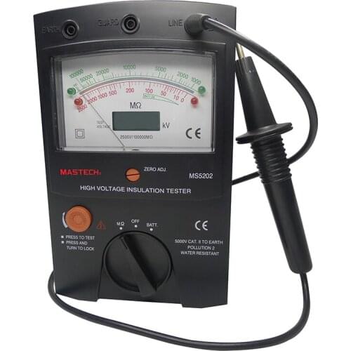 MASTECH MS5202 ANALOG HIGH VOLTAGE INSULATION TESTER 2500V 2.5mA 100G ohm Inner Battery Test