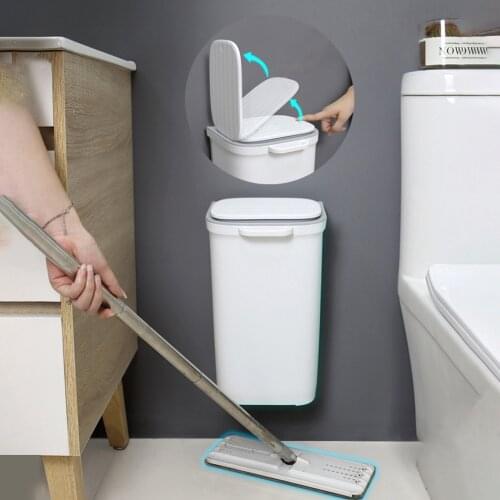 10L Hanging Trash Can Bathroom Wall-mounted Trash Can Kitchen Cabinet Door Hanging Waste Bin Save Space Garbage Bin Home Dustbin