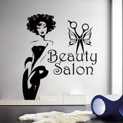 Wall Decals Beauty Salon Decor Girl Hair Sticker Hairdressing Decal Living Room Home Interior Design Art Mural DIY Decor YO-96