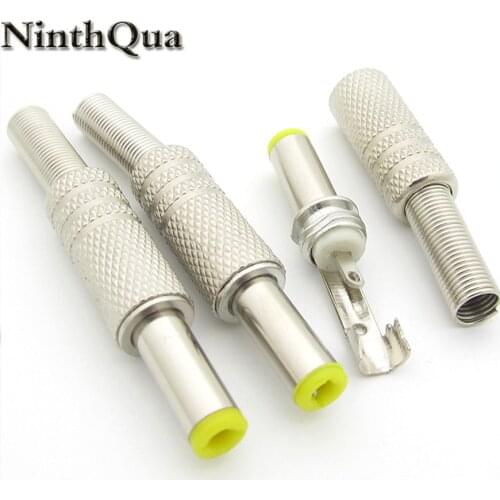 NinthQua 5 Pcs 5.5x2.1x2.5mm DC Power Jack Male Plug Metal Connector Adapter with Yellow Head