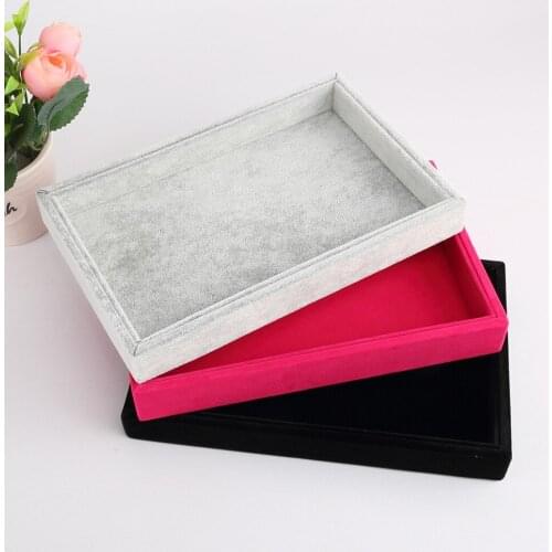 New Velvet PU Jewelry Flat Box Earring Ring Holder Stand Jewellery Case Display Covenient Charming Table Drawer Tray Organizer