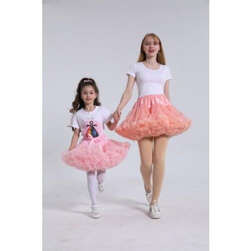 Solid Color Parent-Child Costume Ballet Kids Pettiskirt Girl Fluffy Lace Girl Skirts Princess Tulle Party Dance Baby Tutu Skirt