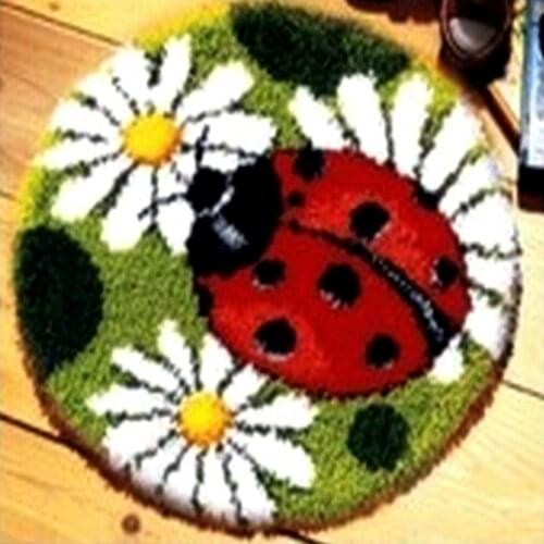 Oneroom DIY Needlework Unfinished Crocheting Rug Yarn Cushion Mat Ladybird Flowers Embroidery carpet