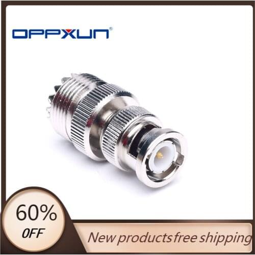 OPPXUN 1Pcs BNC Male Plug to UHF SO239 Female Jack RF Adapter Connector Coaxial For Radio Antenna High Quanlity