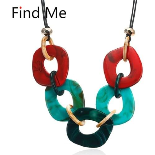 Find Me 2019 new Fashion long chain collar Choker Necklace Pendants Vintage Boho acrylic Maxi statement Necklace Women Jewelry