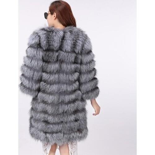 Silver Fox Horizontal Long Section Short Fur Ladies Coat Coat Xuan Fox Fox Fur Grass Single-Breasted Slim WomenS Warm Jacket06