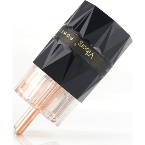 Viborg VE503+VF503 Transparent 99.99% Pure Copper EUR Schuko Hifi audio Power Cord Cable Power Plug IEC Female Connector