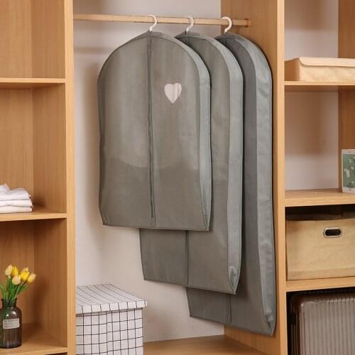 3d Non-Woven Suit Coat Dust Cover Heart-Shaped Visual Window Thickened Washable Breathable Clothes Case Wardrobe Storage Bag