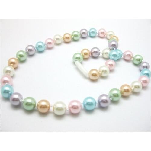 Multicolor Synthetic Pearl necklace 8mm round shell beads hot sale fashion women jewelry making 18inch F295PE