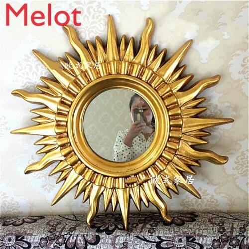 Luxury Fashion Art Metal Decorative Mirror Modern Simple Wall Hanging Hanging Mirror Frame Sun Retro Hanging Mirror