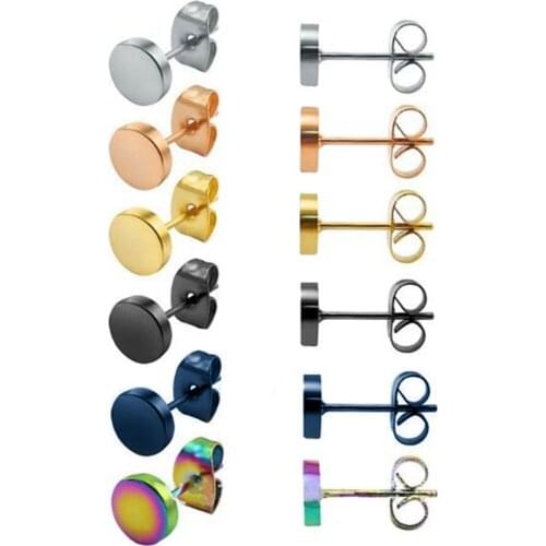 Stainless Steel Ear Post Stud Earrings Silver Color Black Color Earrings Jewelry Round 2mm Dia., 1 Pair