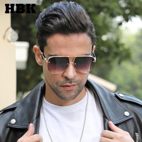 HBK New Vintage Steampunk Sunglasses Men Fashion Windproof Brand Designer Gold Metal Frame Male Driving Eyeglasses UV400
